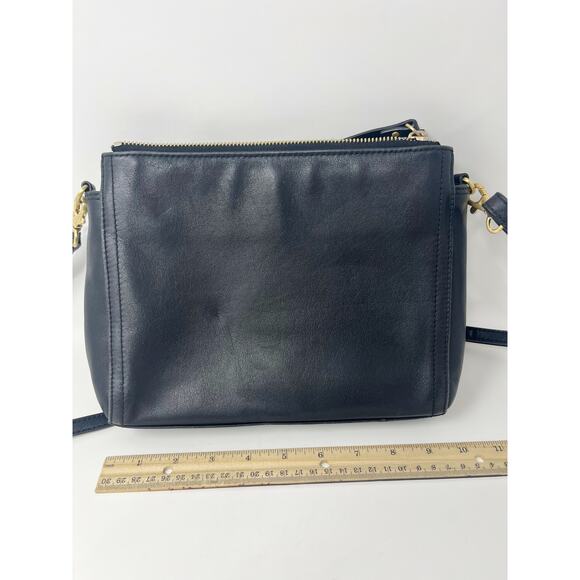 LO & SONS Pearl Crossbody Purse Black Nappa Leather Gold Hardware Adjustable - Picture 9 of 12